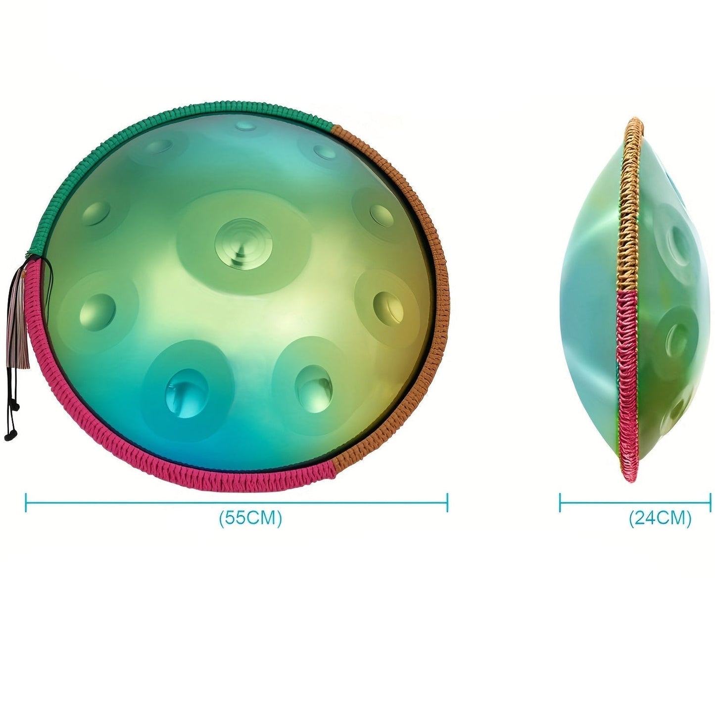 Handpan Green 10 notes Kurd en ré mineur 440 Hz Nature