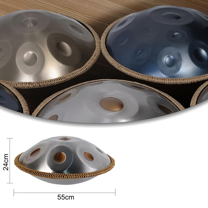 Handpan argenté 10 notes Kurd en ré mineur 440 Hz Pureté