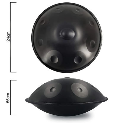 Handpan noir 9 notes en ré mineur 440 Hz Nocturne