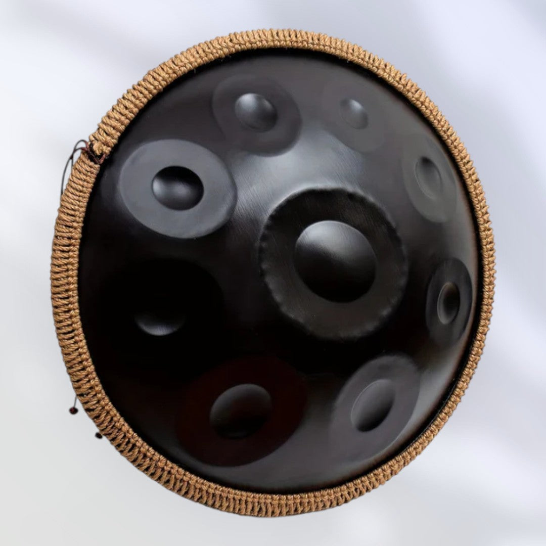 Handpan noir 9 notes Kurd en ré mineur 440 Hz Obsidienne