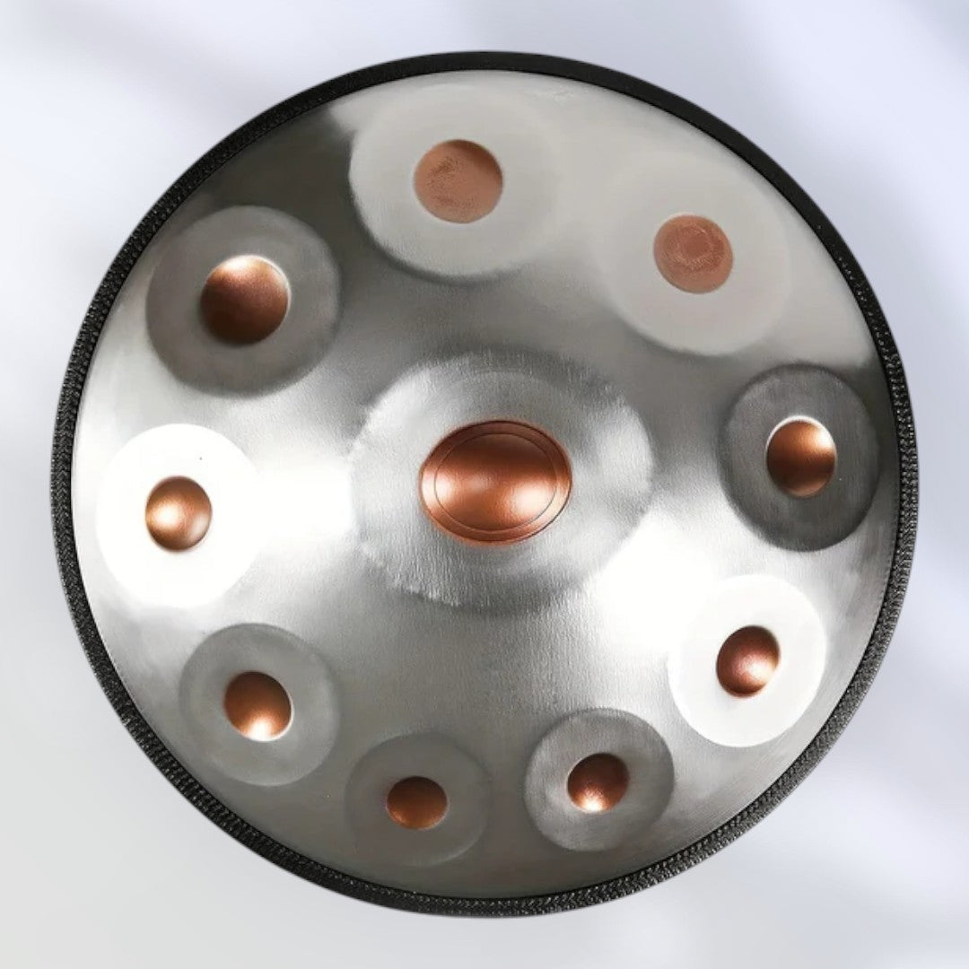 Handpan argenté 10 notes Kurd en ré mineur 440 Hz Pureté